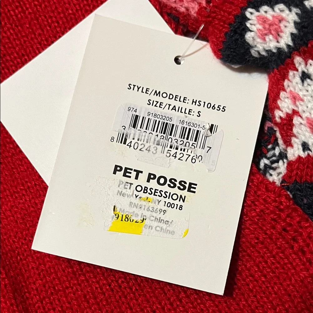 NWT Pet Posse Red and Pink Knit Dog Sweater Size Small